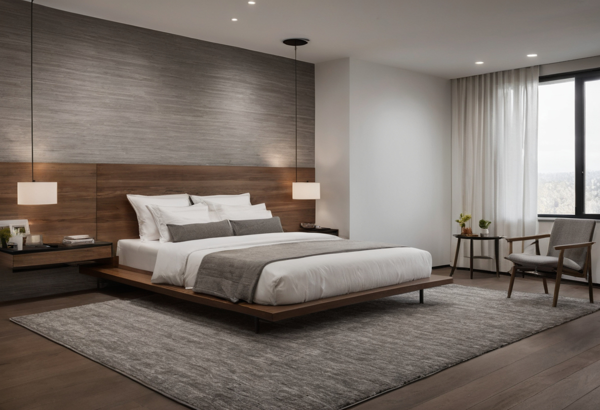 What are the minimum clearances around a king bed and rug